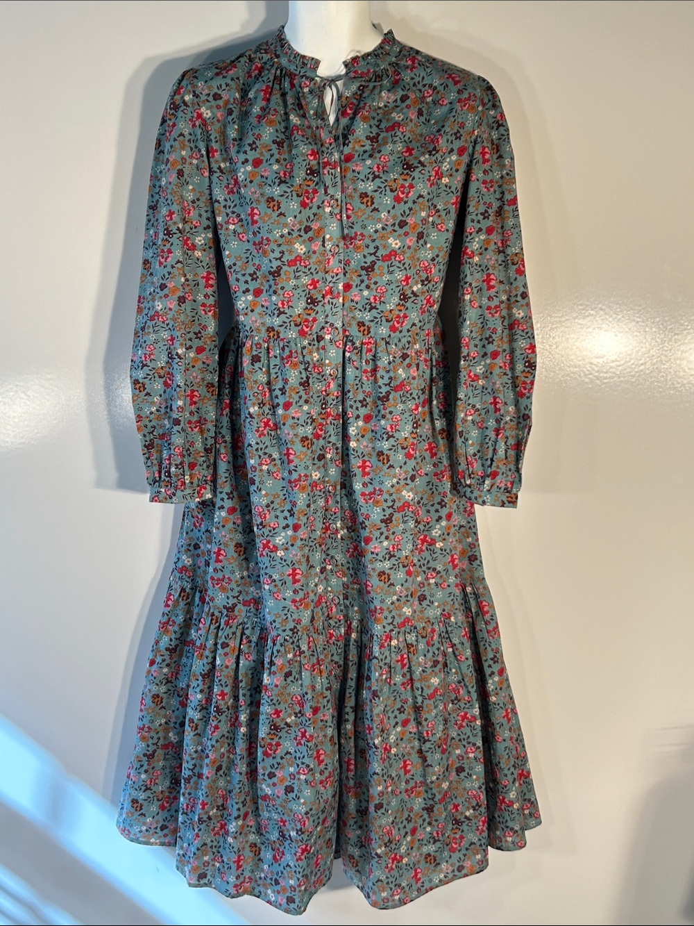 Oliva James The Label SZS Blue Floral Tiered Midi Dress Cottage Country Heritage